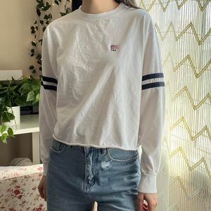 Brandy Melville White USA embroidered flag patch Longsleeve